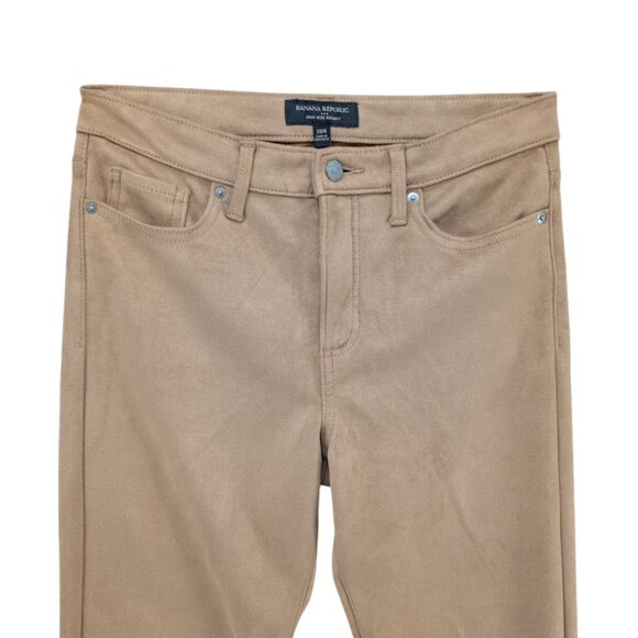Banana Republic Faux Suede Pants Womens Tan Microfiber 5 Pocket Stretch Size 6 - Picture 3 of 10